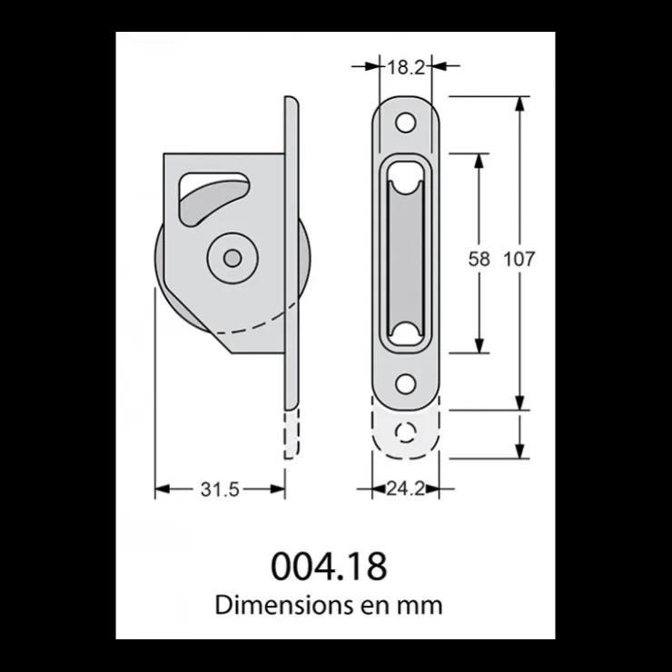 Antal Poulie encastrée de sortie de mât réa 40 mm