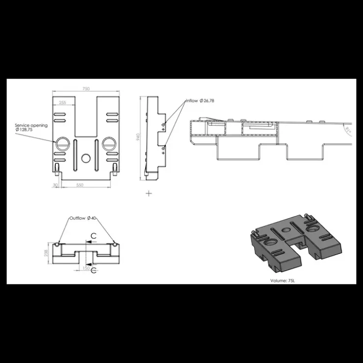 Clearance Aplast Réservoir eau usée 75 L Ducato depuis 2006