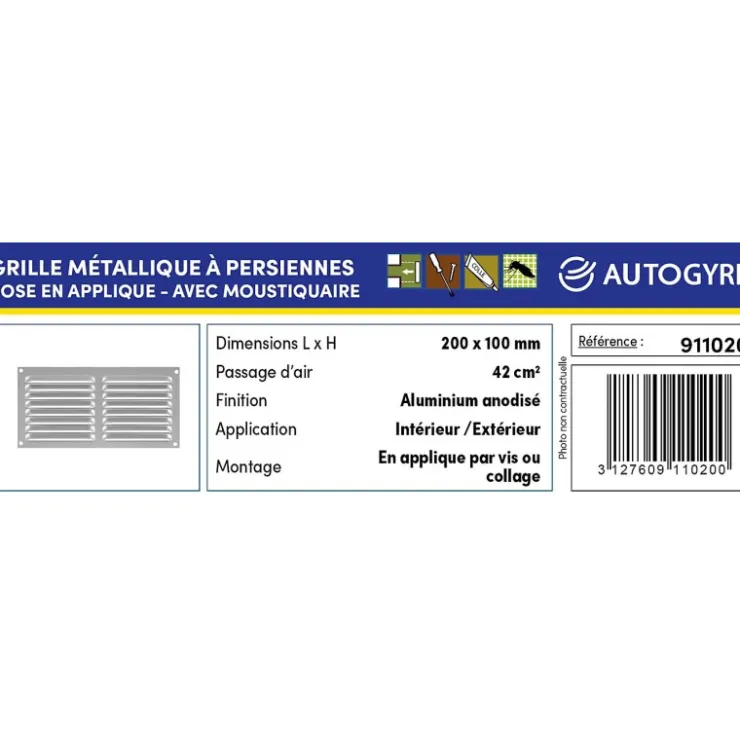 Best Autogyre Grille alu 200 x 100 mm | aération 42 cm²
