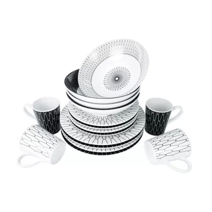Best Camp4 Set vaisselle Black-White 16 pièces