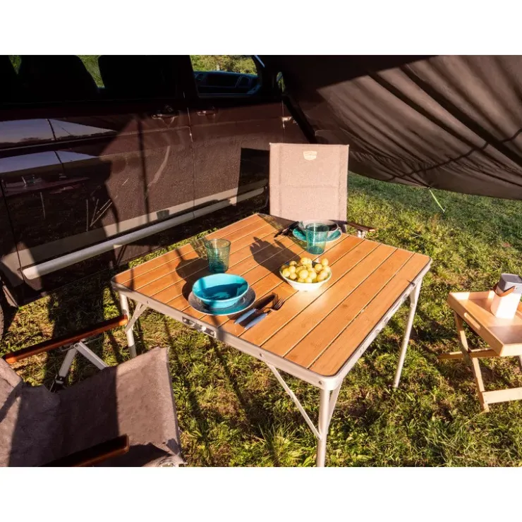 Discount Camp4 Table pliante en bambou 4-6 personnes