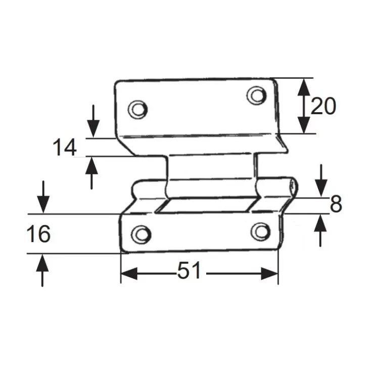 Best Decmo Charnière anglaise à déport 14 mm | 51 x 57 mm