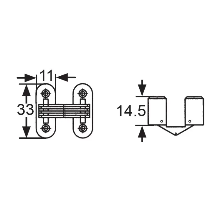 New Decmo Charnière invisible 33 x 11 mm | articulation laiton
