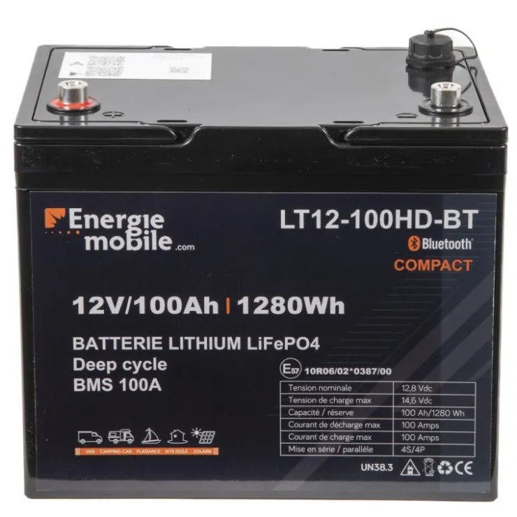 Outlet Energie Mobile EM Batterie Lithium LT 12-100 Ah HD-BT - 1280 Wh