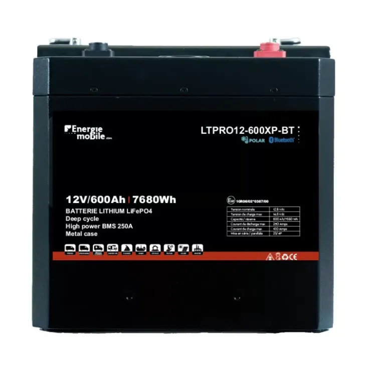 Energie Mobile EM Batterie Lithium LTPRO 12-600 Ah XP-BT | 7680 Wh