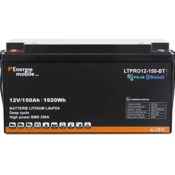 Sale Energie Mobile EM Batterie Lithium LTPRO 12-150 Ah Polar - 1536 Wh