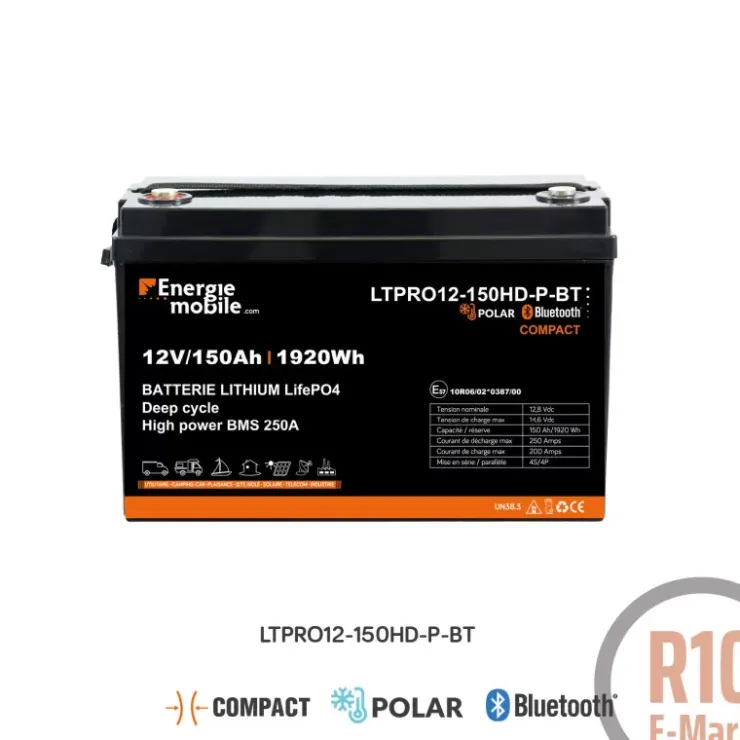 Hot Energie Mobile EM Batterie Lithium LTPRO12-150 HD-P-BT- 1920 Wh