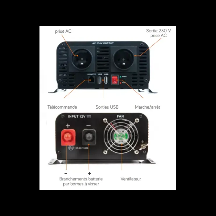 Outlet Energie Mobile EM Convertisseur sinusoïdal DC-AC | PSW-V2 1600 Va