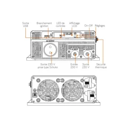 Online Energie Mobile EM Convertisseur sinusoïdal DC-AC | PS RT | 12 V | 4000 W