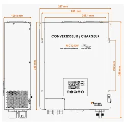 Discount Energie Mobile EM Convertisseur/Chargeur sinusoïdal DC-AC | PSC12-2200DIF