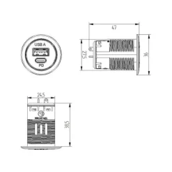 Sale Energie Mobile EM USB-SE prise USB-A + USCB-C | sans LED