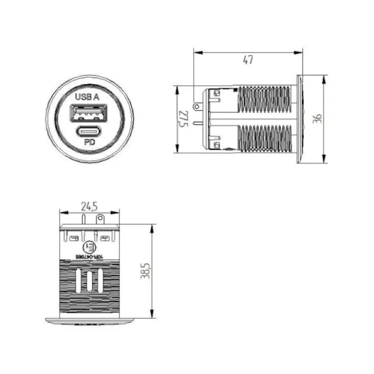 Sale Energie Mobile EM USB-SE prise USB-A + USCB-C | sans LED