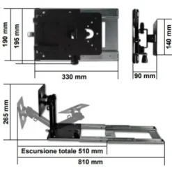 New Gestek Support TV placard 180° bras court