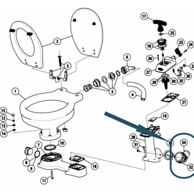 Online Jabsco Bride de sortie pour WC marins