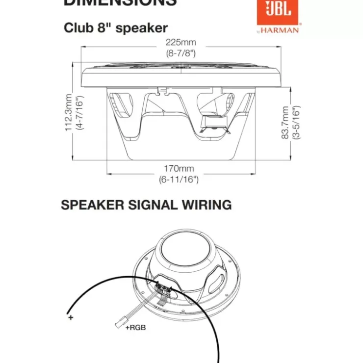 New JBL Club Marine 8 | Paire de Haut-Parleurs 8"