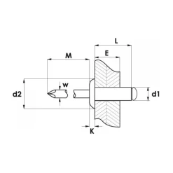 Marinox Rivet tête plate alu/acier | ø 6 mm