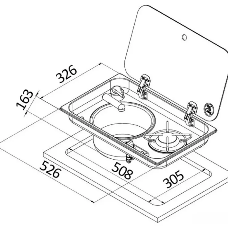 Hot NavyLoad NAVY LOAD Combiné inox 1 feu | à couvercle | 526 x 326 mm