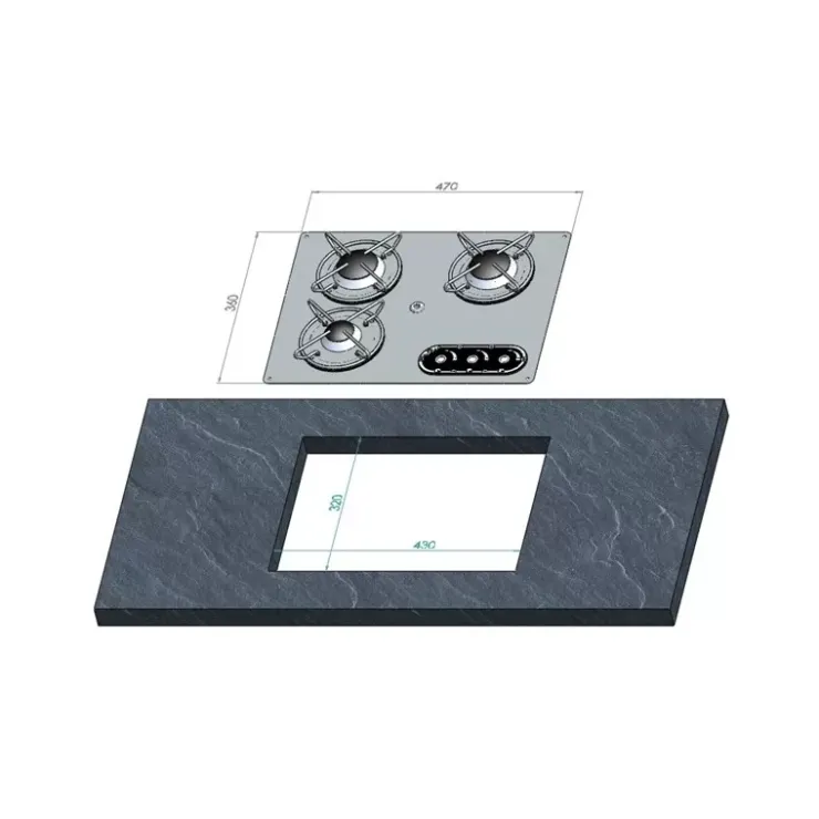 Discount NavyLoad Réchaud inox 3 feux | 470 x 360 mm