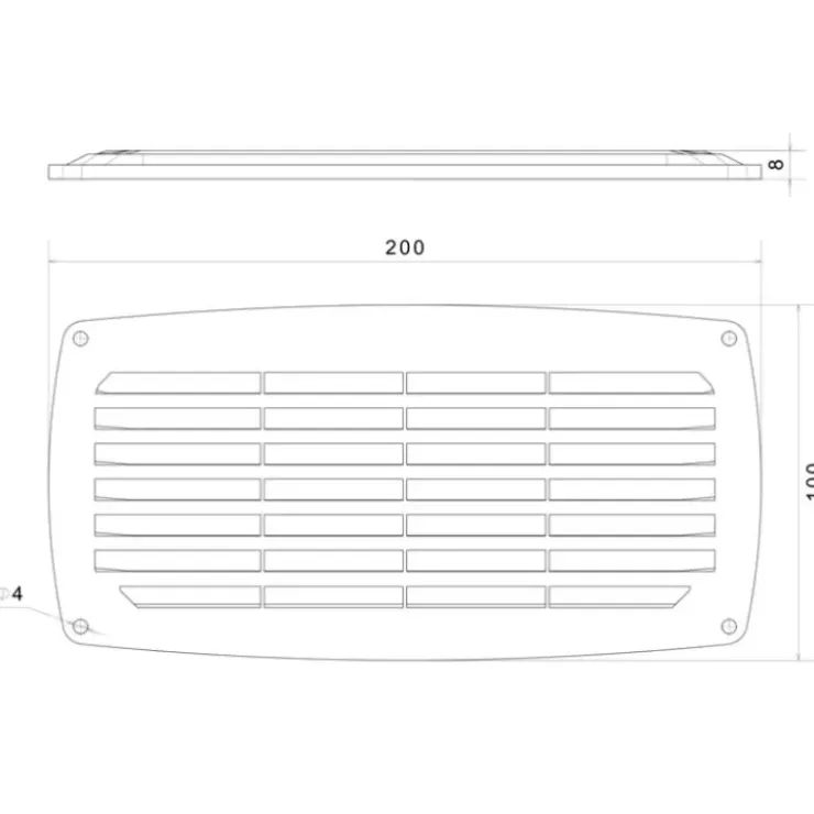 Nuova Rade Grille d’aération ABS | 200 x 100 mm
