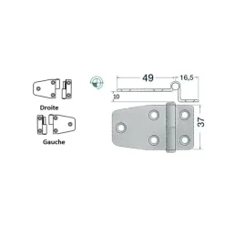 Outlet Osculati Charnière déportée inox 65 x 37 mm dégondable