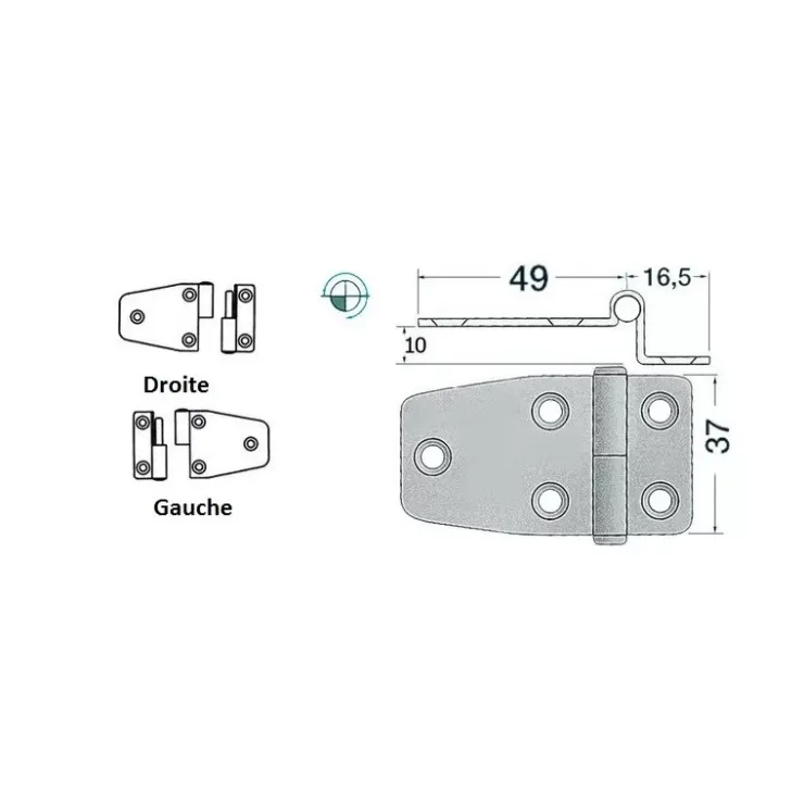 Outlet Osculati Charnière déportée inox 65 x 37 mm dégondable