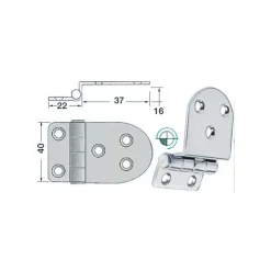 Clearance Osculati Charnière déportée inox 59 x 40 mm