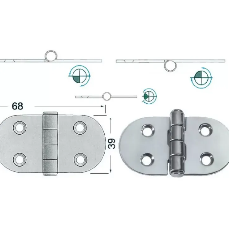 New Osculati Charnière inox 68 x 39 x 2 mm