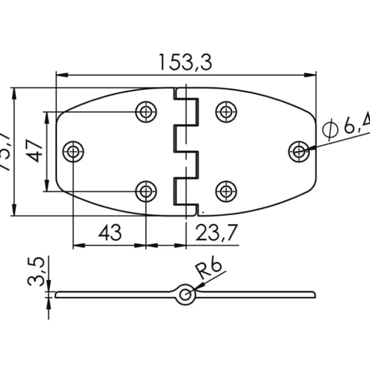 Sale Osculati Charnière inox 153 x 75 x 3,6 mm