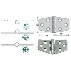 Sale Osculati Charnière inox 74 x 37 x 2 mm