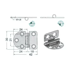 Outlet Osculati Charnière inox 42 x 30 x 2 mm