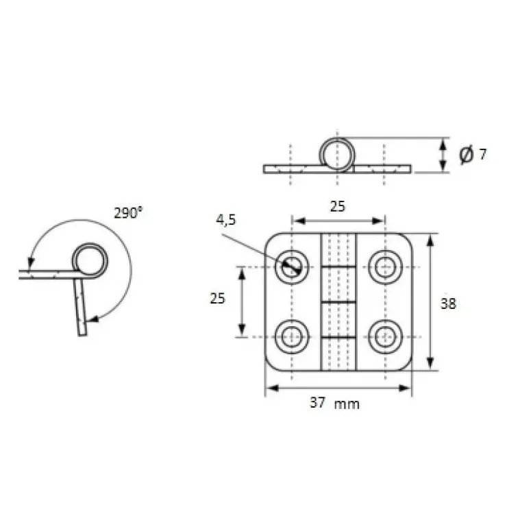 Online Osculati Charnière Inox 37 x 38 mm