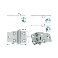 Sale Osculati Charnière inox 55 x 37 x 2 mm