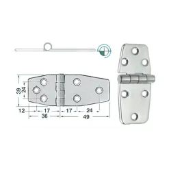 Clearance Osculati Charnière inox 85 x 39 x 2 mm