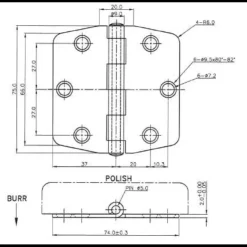 Outlet Osculati Charnière inox 74 x 75 x 2 mm