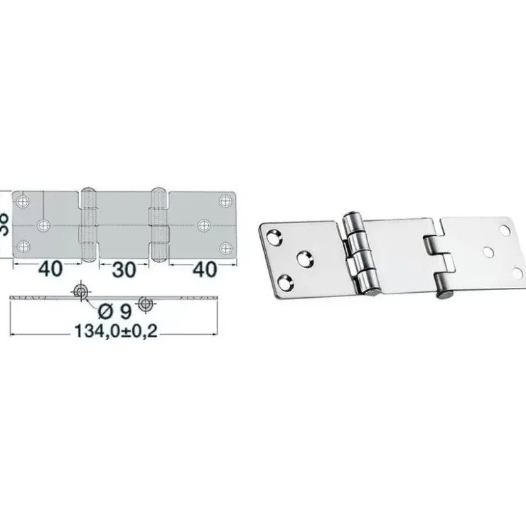 Online Osculati Charnière inox déportée 134 x 38 mm