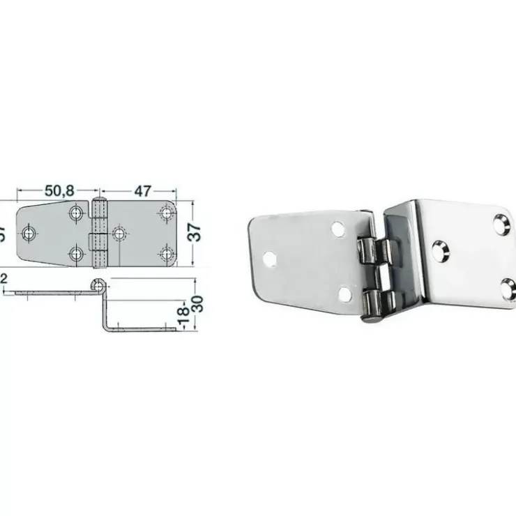 Hot Osculati Charnière inox déportée 98 x 37 mm