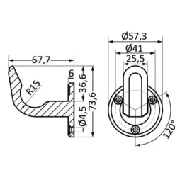 Outlet Osculati Crochet inox 68 x ø 57,3 mm