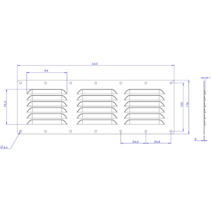 Discount Osculati Grille slim 45 cm² | 340 x 116 x 4 mm