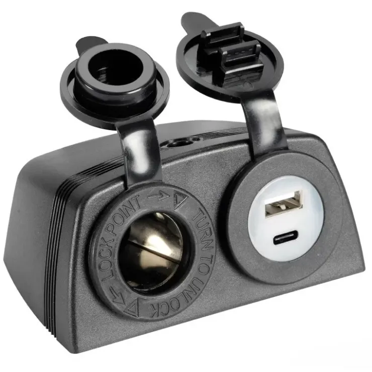 Best Osculati Prise allume-cigare USB-A + USB-C avec carénage noir