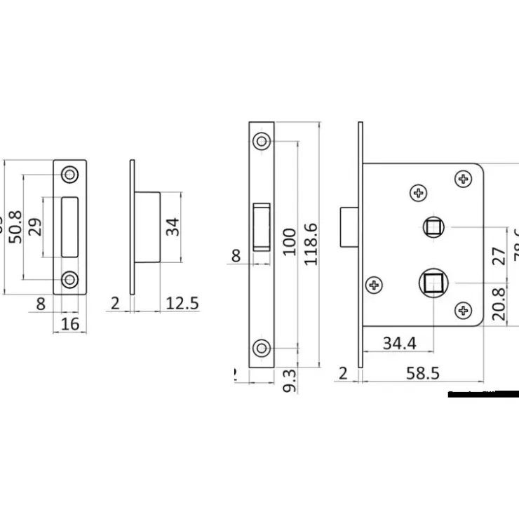 Best Osculati Serrure de porte intérieure 129 x 132 mm