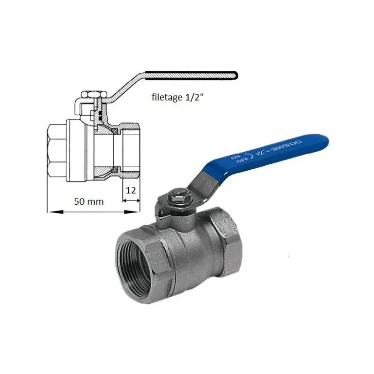 Outlet Osculati Vanne 1/4 de tour filetée | laiton poignée inox