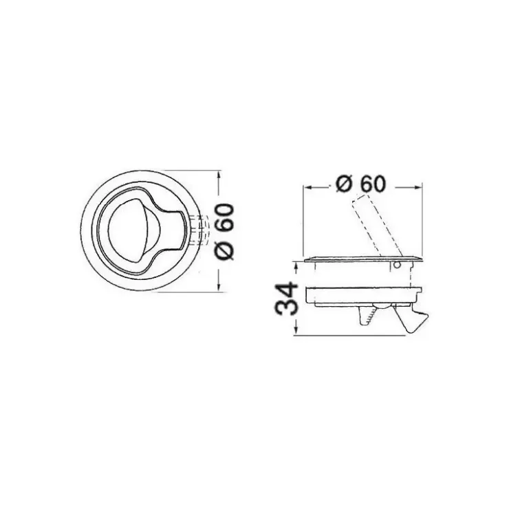 Discount Osculati Verrou flush nylon avec serrure blanc ou noir