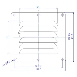 New Seaworld Grille aération slim en inox 15 cm² | 116 x 128 x 4 mm