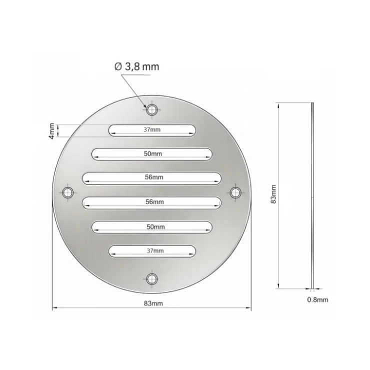 Hot Seaworld Grille d'aération inox ronde 10 cm² | ø 83 mm