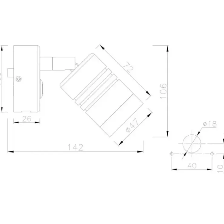 Outlet Trem Applique LED avec prise USB