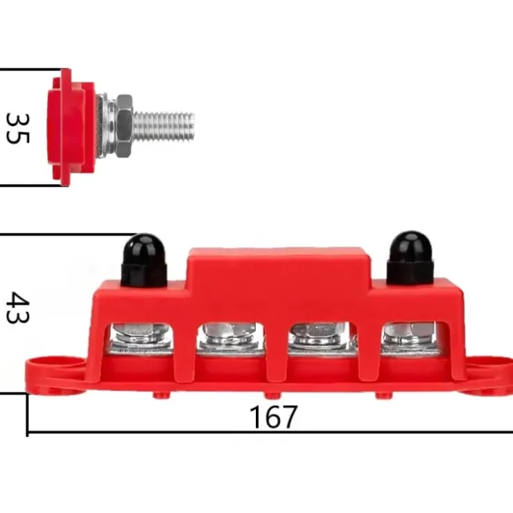 Outlet Trem Busbar négatif 250A - 4 x M10 | 4 x M4