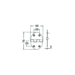 New Trem Charnière inox 56 x 78 x 2 mm