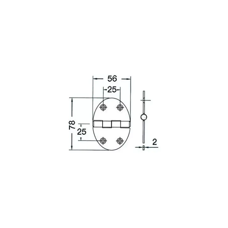 New Trem Charnière inox 56 x 78 x 2 mm