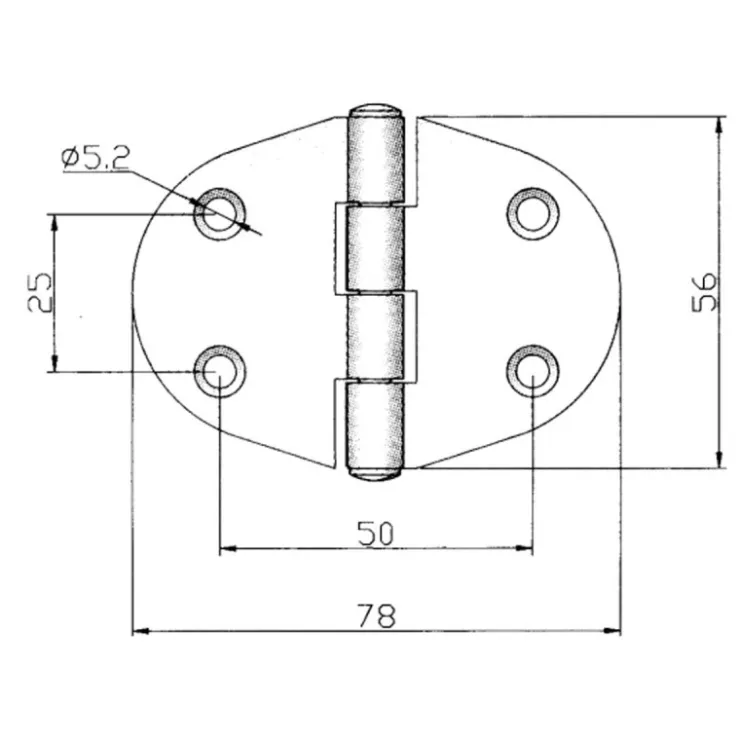 New Osculati TREM Charnière inox 78 x 56 x 2 mm