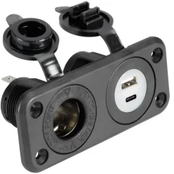 New Trem Prise allume-cigare + USB-A + USB-C noir